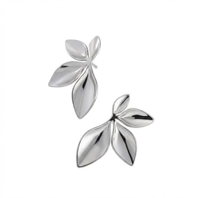 Zilverkleurige oorbellen voor dames – oorstekers met blad design – elegante oorbellen in bladvorm