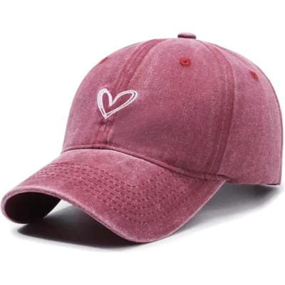 Nieuwe Gewassen Baseballpet voor Dames Liefdeshart Vintage Petten Casual Verstelbare Zonneklep Pet voor Vrouw Streetwear Outdoor Papa Pet 55cm-58cm pink