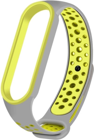 Siliconen bandje - geschikt voor Xiaomi Mi Band 5 / Mi Band 6 - grijs-geel