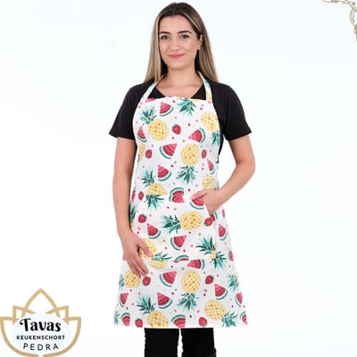 Pedra Keukenschort 60x80 cm Zomerfruit Kookschort met zakken Horeca kleding bedieningsschort dames Restaurant Schort voor vrouwen