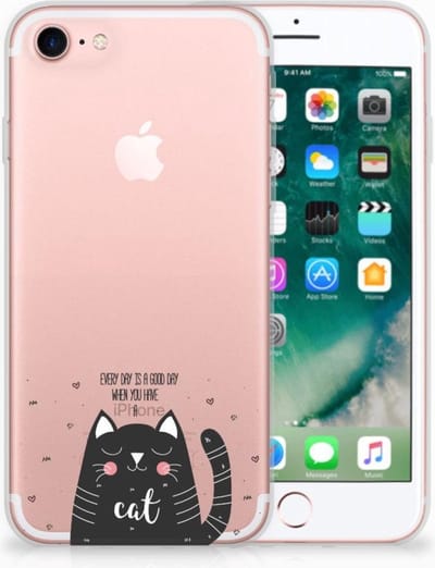 iPhone SE 2022 | SE 2020 | 8 | 7 Telefoonhoesje met Naam Cat Good Day