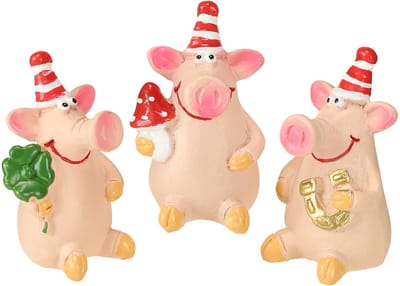 Decoratief geluksvarkentje met geluksamuletten, 5 cm, 6 stuks, 6 Stück