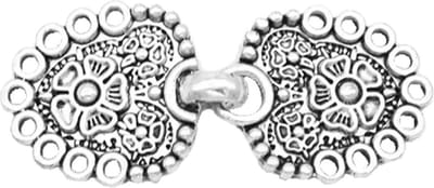 Fako Bijoux® - Vestsluiting Classic - Clip Met Haakje - Vestclip - Vestklem - Flowers - Zilverkleurig