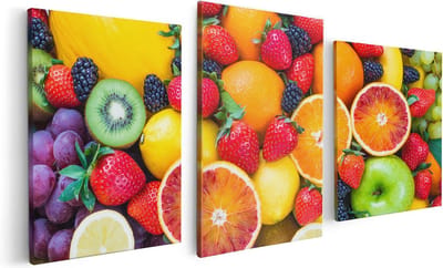 Artaza Canvas Schilderij Drieluik Kleurrijke Fruit Achtergrond - 120x60 - Foto Op Canvas - Canvas Print