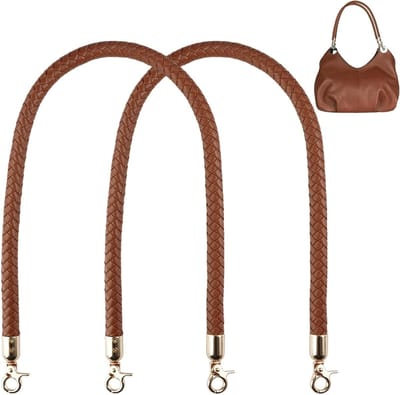 2 Stuks Handvatten voor Tassen, 60 cm, Bruin Leer, Vervangende Handgrepen voor Handtassen, Schoudertassen en Tote Bags met Metaalhaken, Duurzaam en Stijlvol Design