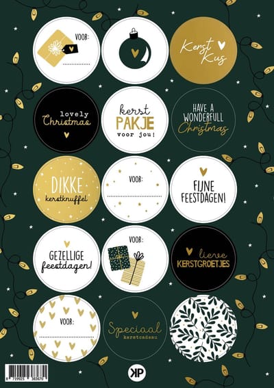 15x sluitsticker Kerst - 1 vel - Kerststickers - Stickervel Kerst -  15 verschillende designs- 35mm