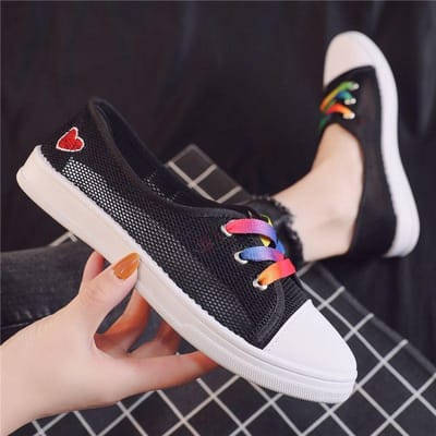 Femmes Été Chaussures en Maille Respirantes à Semelle Plate Chaussures Décontractées Légères Étudiant Chaussures Paresseuses Chaussures en Maille 40 noir