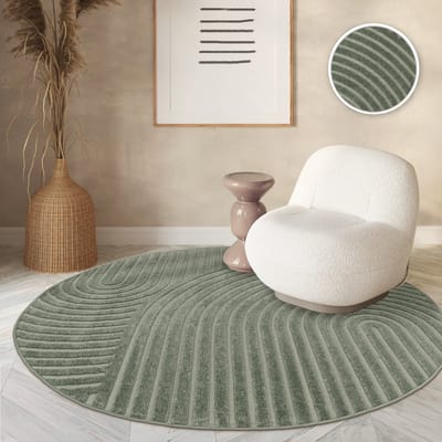 Paco Home Vloerkleed Voor Binnen En Buiten Balkon Terras Scandinavisch Boho Eenkleurig 120 cm Rund
