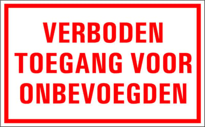 Verboden toegang voor onbevoegden tekststicker 200 x 125 mm