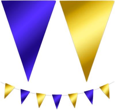 BTH - Slingers - Blauw-Goud - Slingers Verjaardag - Vlaggenlijn - Verjaardag Versiering - Verjaardag - Vlaggetjes - 1X