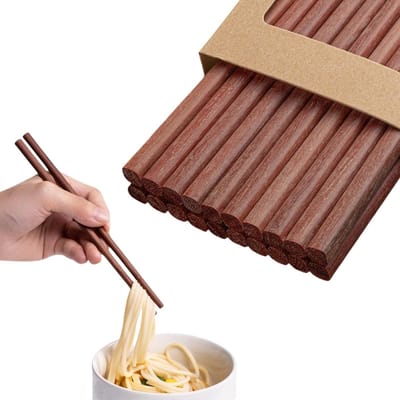 Herbruikbare Houten Eetstokjes - 20 Paar - Klassiek Chinese Stijl, Antislip, Geschikt voor Vaatwasser, Perfect voor Keuken en Eetkamer