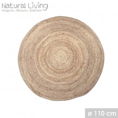 "NATURAL LIVING" VLOERKLEED 100% NATUURLIJKE JUTE Ø 110 CM