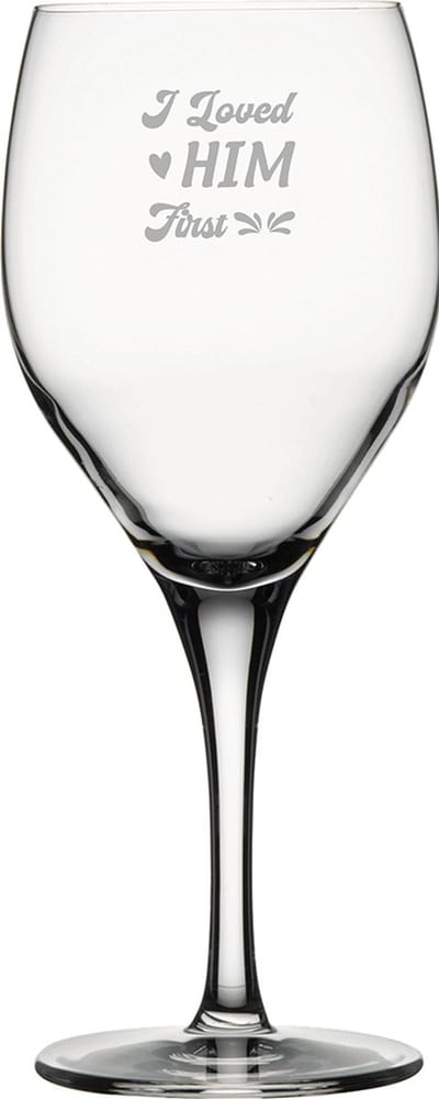 Gegraveerde witte wijnglas 34cl I loved him first