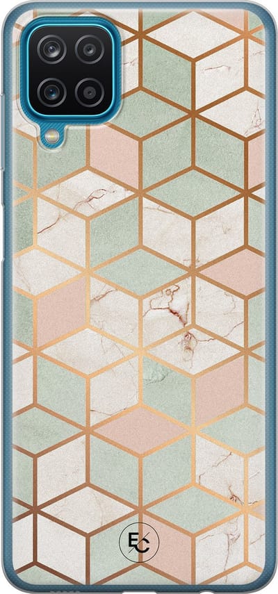 Hoesje geschikt voor Samsung Galaxy A12 - Pastel Kubus - Soft Case - TPU - Print - Multi - ELLECHIQ