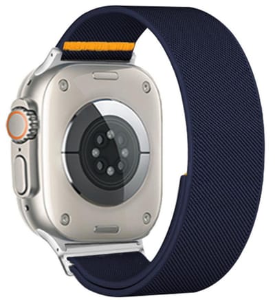 Nylon bandje - geschikt voor Apple Watch 1/2/3/4/5/6/7/8/9/10/11/ SE (1,2,3) met maat 38 mm / 40 mm / 41 mm en 42 mm (Watch 10/11) - navy blauw