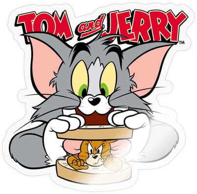 Tom En Jerry Sandwich Muis Broodje Sticker maat S (10 x 10 cm)