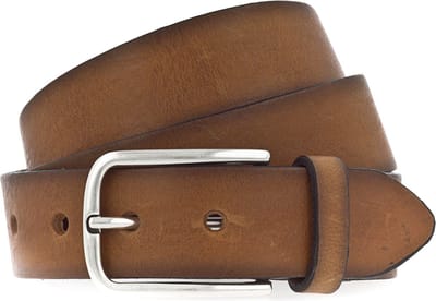 Vanzetti Leren Riem Denim Love 35mm Full Leather Belt W100 Cognac Bruine
