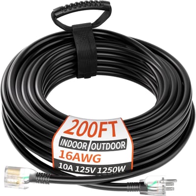 Verlengsnoer 16/3 AWG 60 meter Zwaar Werken Buiten Waterdicht Vuurvast