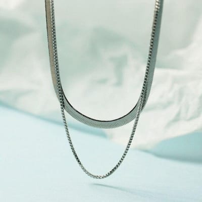 925 Sterling Zilver Minimalistische Dubbele Lagen Lange Box Chain Choker Kettingen Voor Vrouwen Meisjes Verklaring Partij Sieraden Dz696