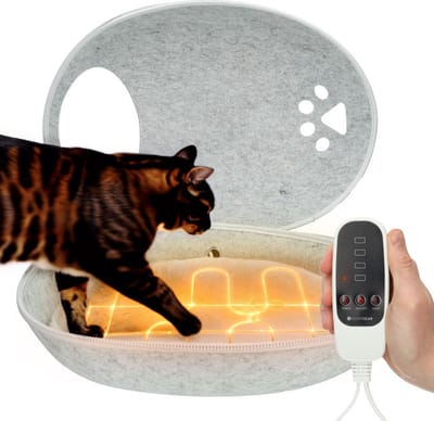 Kattenmand Verwarming - Verwarmd Kattenbed - Kattenhuis Binnen - Kattenhol - Warmtemat Kat - Grijs - Silvergear
