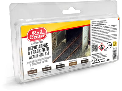 AMMO by Mig Jimenez Modelbouwdecoratie - MIG R3000 Rail Center - Depotgebieden - Spoorvervuiling Verweringsset - 5x35ml Effecten set
