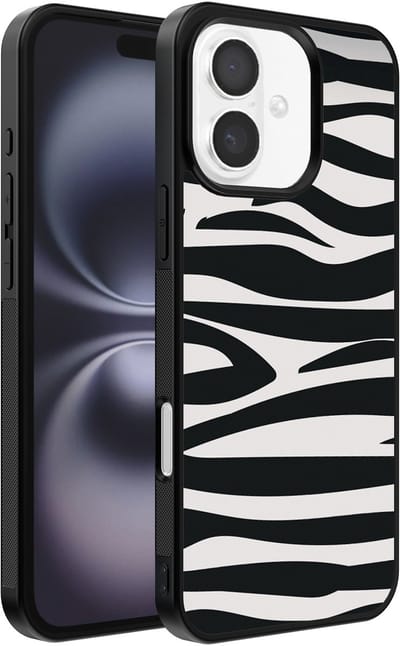 Smartphonica Telefoonhoesje Geschikt voor iPhone 16 met zebra opdruk - TPU backcover case zebra design - Zwart Wit geschikt voor iPhone 16