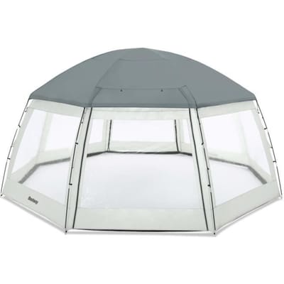 BESTWAY - Zwembadbeschermkoepel - Achtkantig 600 x 600 x 295 cm - Grijs