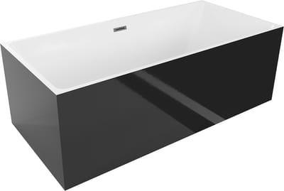 Mexen Nita vrijstaande badkuip 170 x 80 , wit/zwart, overloop gun gray geborsteld - 52091708075-66
