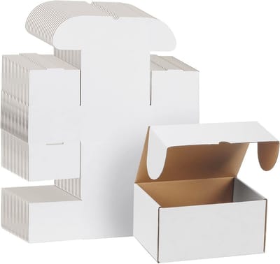 Kleine Verzenddozen 8x6x4 - 25 Stuks voor Verpakking en Mailing - Witte Golfkartonnen Dozen voor Bedrijven