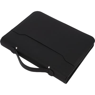 Zakelijke Portfolio met Rits 10 Transparante Mappen PU Leer 30 Blads Notitieboek 12 Cijfer Zonnecalculator 10.1 black