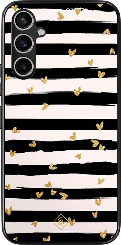 Casimoda® hoesje - Geschikt voor Samsung Galaxy A15 - Hart Streepjes - Zwart TPU Backcover - Gestreept - Groen