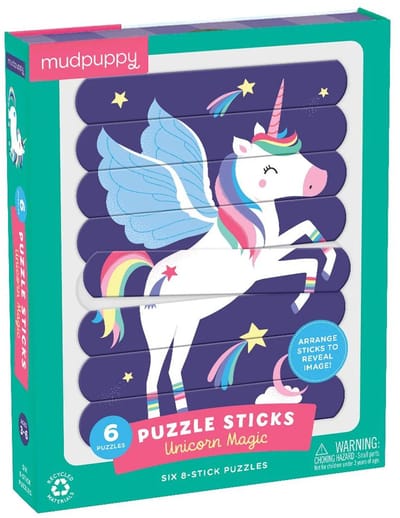 MUDPUPPY Puzzel - Magische Eenhoorn - 2-Zijdige Puzzelsticks Om 6 Puzzels Te Maken - 3 Jaar