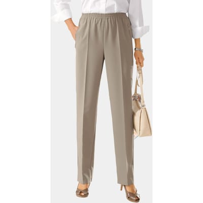 Onderhoudsarme broek CARLA met elastische tailleband - taupe - Gr. 195 van Goldner Fashion