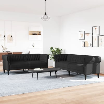 vidaXL - 2-delige - Loungeset - stof - zwart