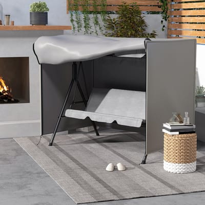 MEUNIQ schommelbankhoes 205 x 124 x 164 cm tuinmeubelhoes voor Hollywoodschaukel met rits en bevestiging aan de onderzijde, UV-bescherming en ademend ontwerp, grijs