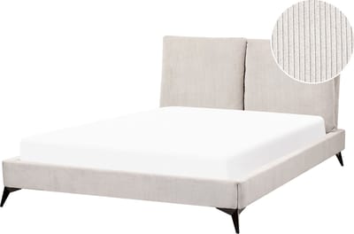 MELLE - Tweepersoonsbed - Lichtbeige - 140 x 200 cm - Corduroy