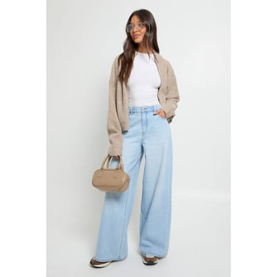 boohoo Dames Oversized Baggy Lage Taille Jeans | Vintage Bleach | Maat: 12