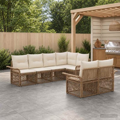 vidaXL - Tuinbank - Set - 7 - st - 7-Aantal - zitplaatsen - Beige - poly - rattan