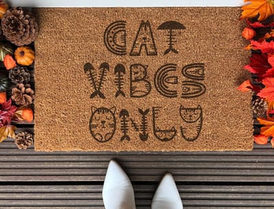 Cat Vibes Only | 90x60 cm | Nieuwe huis cadeau | Ingangsmat | Deurmat met stijl | Verhuizing cadeau | Praktisch & trendy | Perfect voor binnenkomst | Cadeau voor nieuwe woning