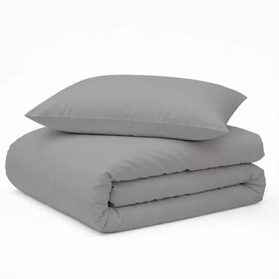 Decoware Ledikant Dekbedovertrek Uni 100x135 cm - Grijs - Katoen - Voor Ledikant - Met Kussensloop