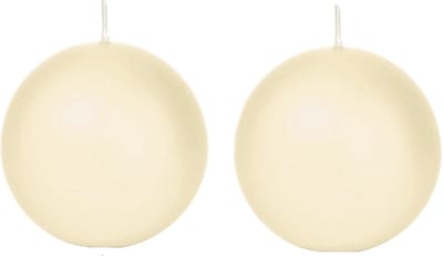 Trend Candles Bolkaars glad - 2x - cremewit - 7 cm - 16 branduren - ronde kaarsen