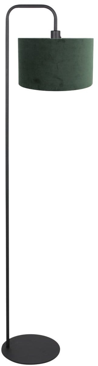 Vloerlamp Mexlite Forma 4780ZW zwart met groene velours kap, compact ontwerp, E27 fitting, soepel licht, trendy stijl