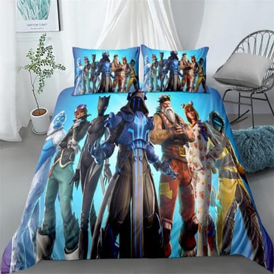 Fortnite Beddengoed Set Dekbedovertrek Kussensloop Spel Cartoon Decoratie Sprei Slaapkamer Dekbedovertrek Beddengoed Pakket Kinderen Kerstcadeau 180*220cm 3pcs
