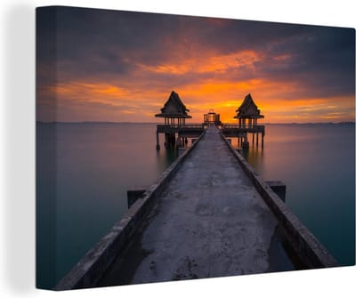 Sunset in Thailand foto afdruk Canvas 90x60 cm - Foto print op Canvas schilderij (Wanddecoratie woonkamer / slaapkamer)