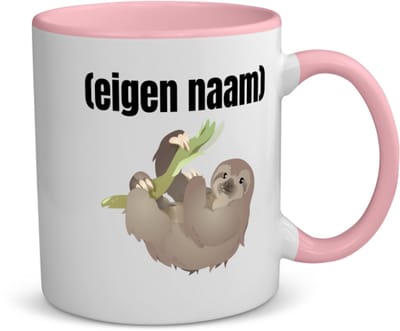 Akyol - luiaard met eigen naam koffiemok - theemok - roze - Luiaard - luiaard liefhebbers - iemand die houdt van luiaards - verjaardag - cadeau - kado - 350 ML inhoud