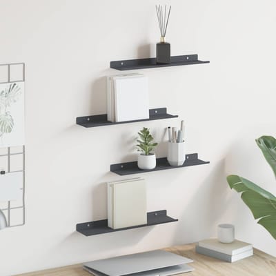 vidaXL - Zwevende - plank - 4 - st - Antraciet - 40 - x - 8,5 - x - 2,5 - cm - Staal