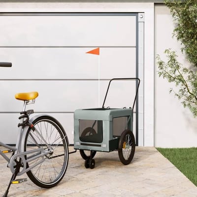 Huisdieren Fietskar - Hondenkar - Veilig Vervoer - Waterdichte Hoes - 1 Zitplaats - Grijs en Zwart