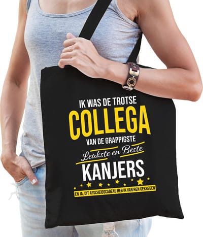 Bellatio Decorations - Boodschappentas Trotse collega - Katoen - Zwart