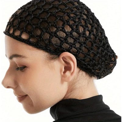 1 Pièce de Filet à Cheveux en Maille Respirante Creuse de Couleur Unie pour Femme, Bonnet de Nuit d'Entretien Capillaire Crocheté Épais, Convient pour un Usage Quotidien Accessoires pour Cheveux 1pc Black [mesh Woven] multicolore