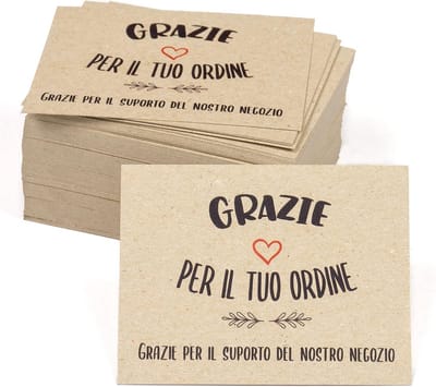 100 Bedankkaartjes Italiaans voor Bedrijven & Klanten - Vintage Stijl - Gerecycled Karton